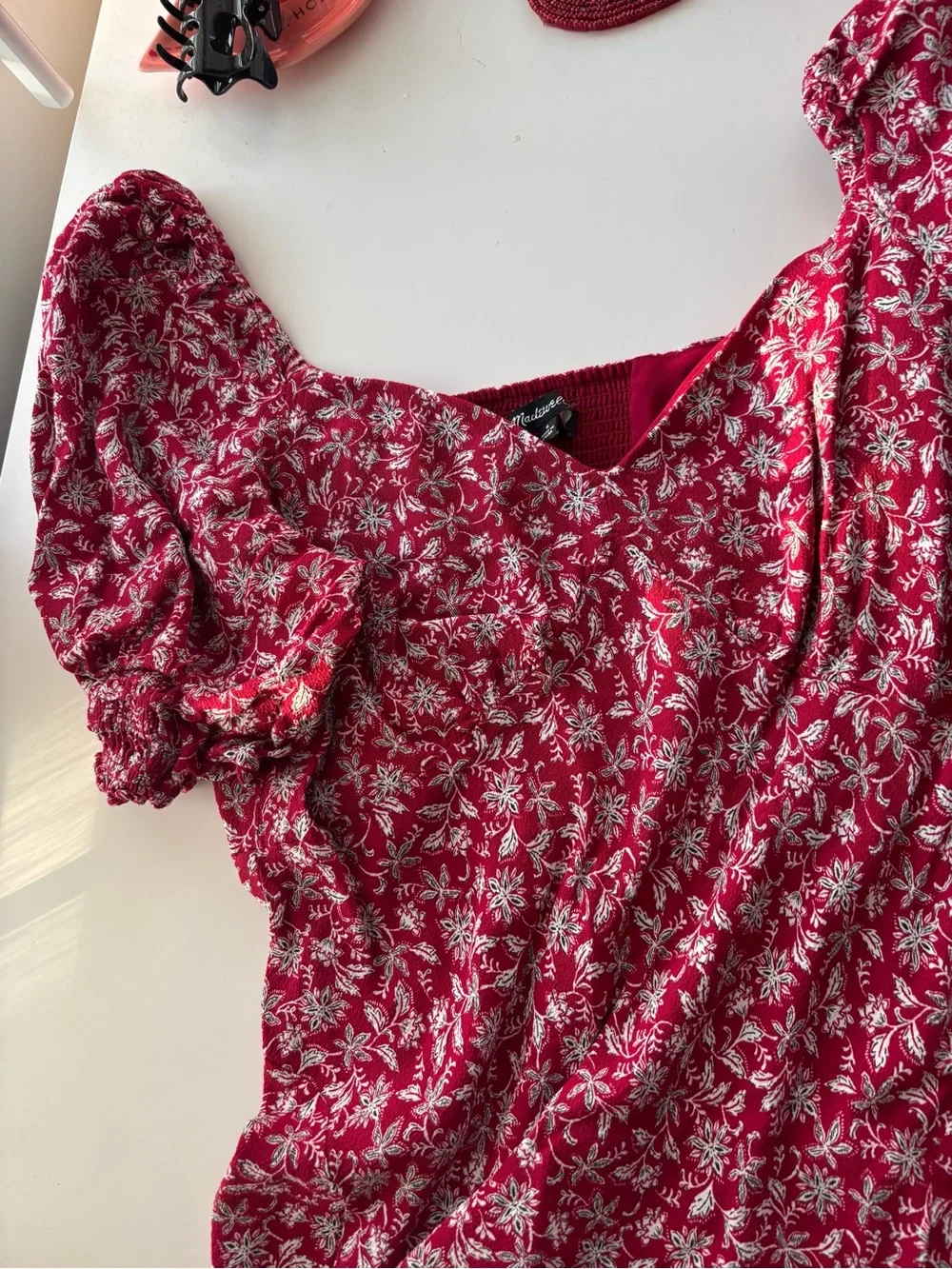 Madewell Puff-Sleeve Mini Dress in Floral Sz 6 - Picture 7 of 9